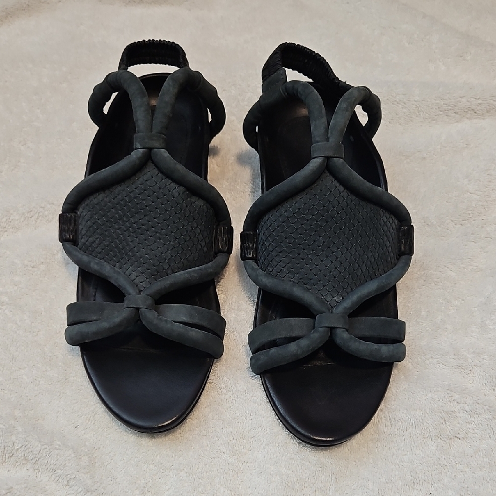 Phillip Lim Women's Gray Black Suede Leather Strappy Slingback Sandals Sz 38/7